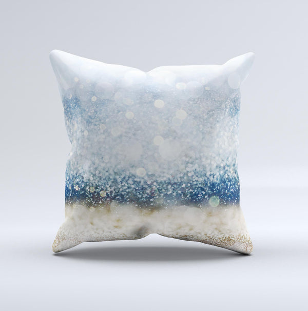 The Unfocused Blue and Gold Sparkles ink-Fuzed Decorative Throw Pillow
