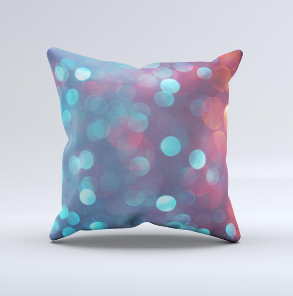 The Unfocused Blue and Red Orbs ink-Fuzed Decorative Throw Pillow