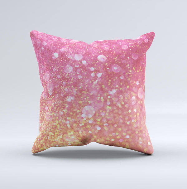 The Unfocused Pink and Gold Orbs ink-Fuzed Decorative Throw Pillow