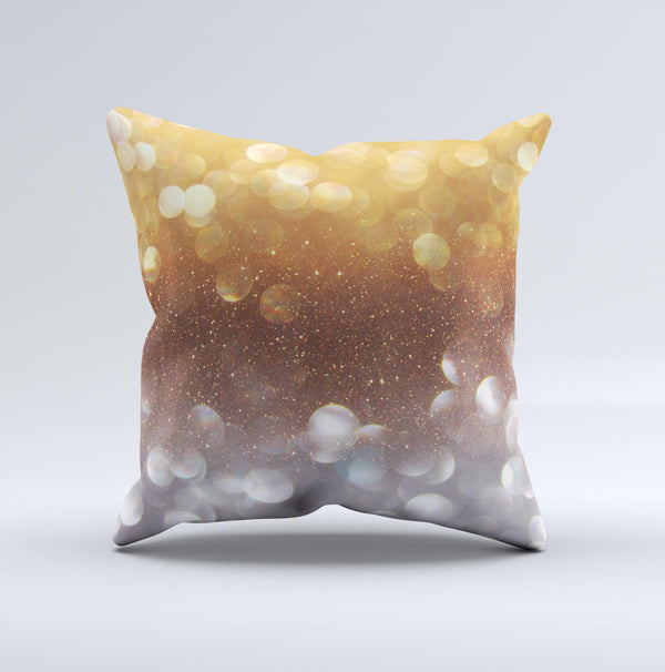 The Unfocused Silver and Gold Glowing Orbs of Light ink-Fuzed Decorative Throw Pillow