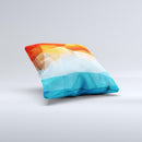 Vector Abstract Shaped Blue-Orange Overlay  Ink-Fuzed Decorative Throw Pillow