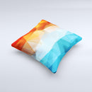 Vector Abstract Shaped Blue-Orange Overlay  Ink-Fuzed Decorative Throw Pillow