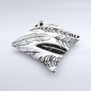 The Vector Black and White Feathers ink-Fuzed Decorative Throw Pillow