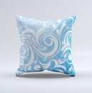 Vector Blue Abstract Swirly Design Ink-Fuzed Decorative Throw Pillow