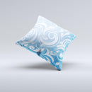 Vector Blue Abstract Swirly Design Ink-Fuzed Decorative Throw Pillow