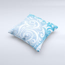 Vector Blue Abstract Swirly Design Ink-Fuzed Decorative Throw Pillow