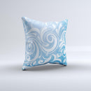 Vector Blue Abstract Swirly Design Ink-Fuzed Decorative Throw Pillow