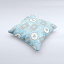 Vector Blue & Gray Coffee Hearts Pattern Ink-Fuzed Decorative Throw Pillow