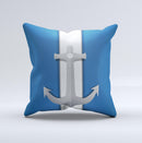 Vector Blue and Gray Anchor with White Stripe Ink-Fuzed Decorative Throw Pillow