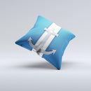 Vector Blue and Gray Anchor with White Stripe Ink-Fuzed Decorative Throw Pillow