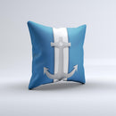 Vector Blue and Gray Anchor with White Stripe Ink-Fuzed Decorative Throw Pillow