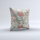Vector Cat Faced Collage  Ink-Fuzed Decorative Throw Pillow