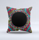 Vector Colored Aztec Pattern WIth Black Connect Point Ink-Fuzed Decorative Throw Pillow