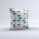 Vector Fishies V1 Ink-Fuzed Decorative Throw Pillow