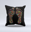 Vector Floral Feet Icon Collage Ink-Fuzed Decorative Throw Pillow