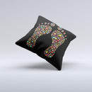 Vector Floral Feet Icon Collage Ink-Fuzed Decorative Throw Pillow