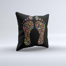Vector Floral Feet Icon Collage Ink-Fuzed Decorative Throw Pillow