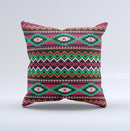 Vector Green & Pink Aztec Pattern Ink-Fuzed Decorative Throw Pillow
