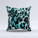 Vector Hot Turquoise Cheetah Print Ink-Fuzed Decorative Throw Pillow