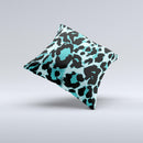 Vector Hot Turquoise Cheetah Print Ink-Fuzed Decorative Throw Pillow