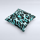 Vector Hot Turquoise Cheetah Print Ink-Fuzed Decorative Throw Pillow
