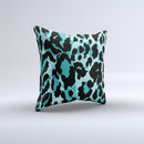 Vector Hot Turquoise Cheetah Print Ink-Fuzed Decorative Throw Pillow