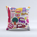 Vector London England Sketchbook Ink-Fuzed Decorative Throw Pillow