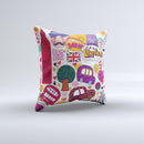 Vector London England Sketchbook Ink-Fuzed Decorative Throw Pillow