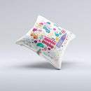 Vector London Sketchbook Collage Ink-Fuzed Decorative Throw Pillow
