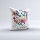 Vector London Sketchbook Collage Ink-Fuzed Decorative Throw Pillow