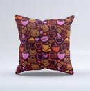 Vector Orange & Pink Coffee Time  Ink-Fuzed Decorative Throw Pillow