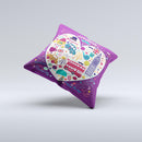 Vector Purple Heart London Collage Ink-Fuzed Decorative Throw Pillow