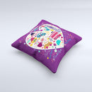 Vector Purple Heart London Collage Ink-Fuzed Decorative Throw Pillow