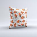 Vector Red Hearts with Coffee Mugs Ink-Fuzed Decorative Throw Pillow