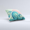 Vector Retro Green Waves  Ink-Fuzed Decorative Throw Pillow