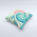 Vector Retro Green Waves  Ink-Fuzed Decorative Throw Pillow