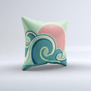 Vector Retro Green Waves  Ink-Fuzed Decorative Throw Pillow