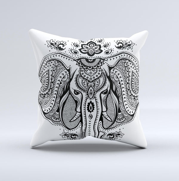 The Vector Sacred Elephant ink-Fuzed Decorative Throw Pillow