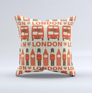 Vector Tan and Red London Ink-Fuzed Decorative Throw Pillow