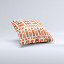 Vector Tan and Red London Ink-Fuzed Decorative Throw Pillow