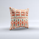 Vector Tan and Red London Ink-Fuzed Decorative Throw Pillow