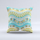 Vector Teal & Green Snake Aztec Pattern Ink-Fuzed Decorative Throw Pillow