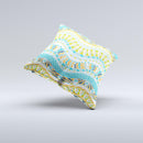 Vector Teal & Green Snake Aztec Pattern Ink-Fuzed Decorative Throw Pillow