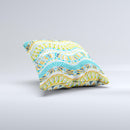 Vector Teal & Green Snake Aztec Pattern Ink-Fuzed Decorative Throw Pillow