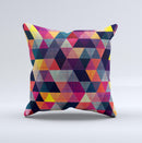 Vector Triangular Coral & Purple Pattern Ink-Fuzed Decorative Throw Pillow