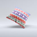 Vector White-Blue-Red Aztec Pattern Ink-Fuzed Decorative Throw Pillow