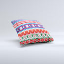 Vector White-Blue-Red Aztec Pattern Ink-Fuzed Decorative Throw Pillow