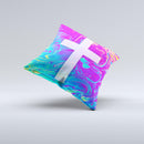 Vector White Cross v2 over Neon Color Fushion V2  Ink-Fuzed Decorative Throw Pillow