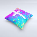 Vector White Cross v2 over Neon Color Fushion V2  Ink-Fuzed Decorative Throw Pillow