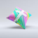 Vector White Cross v2 over Neon Color Fushion V3  Ink-Fuzed Decorative Throw Pillow